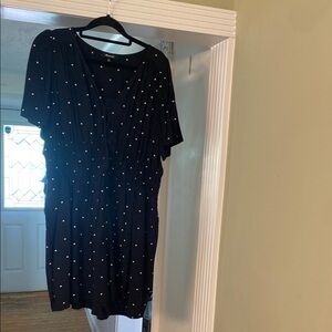 Madewell black polka dot romper, size 10
